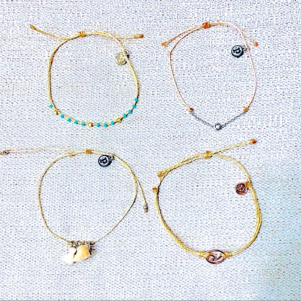 PuraVida set of 4  bracelets in gorgeous golds greens and neutral tones